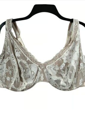 Cacique Bra 46DD Ivory Lace Underwire Full Coverage Plus Size